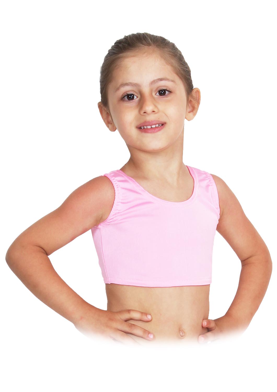 TOP DANZA LYCRA CORTO CON SPALLINE SPESSE ROSA BABY